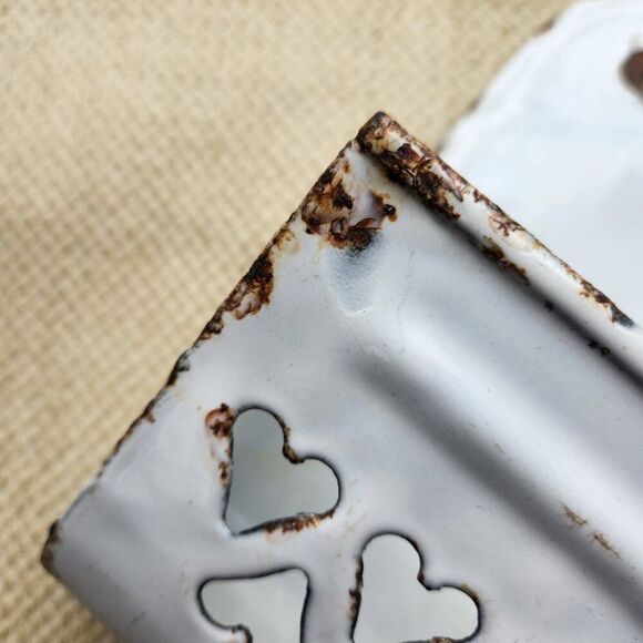 Antique French Enamelware Onion Oignons Bin Wall Container Black White Vintage - Picture 2 of 10